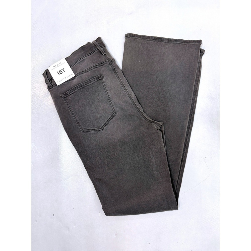 ANN TAYLOR NEW The Boot Jeans 16T Tall Gray Faded Black Stretch Bootcut Mid Rise